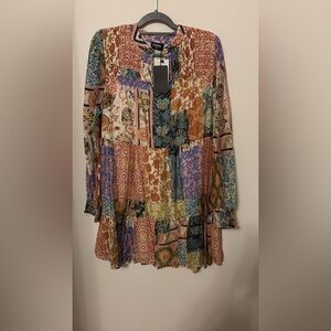 NEW FATE SIZE LARGE Bohemian Patchwork Long Sleeve Dress